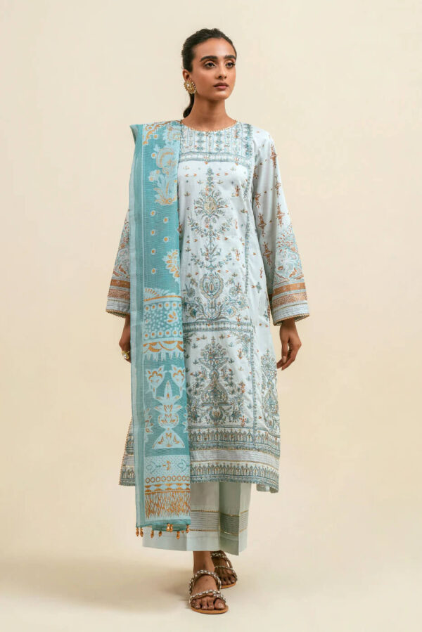 Beechtree embroidered and gold printed lawn pakistani dress