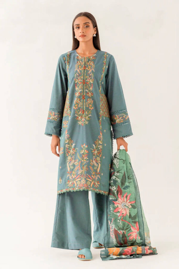 Beechtree embroidered Pakistani lawn dress with monarc dupatta