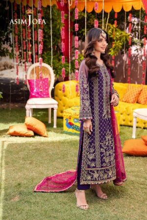 Asim Jofa Unstitched Embroidered Net “AJMJ-14”