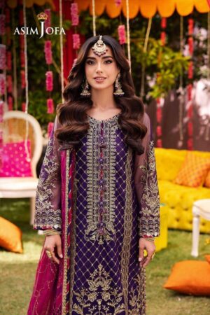 Asim Jofa Unstitched Embroidered Net “AJMJ-14”