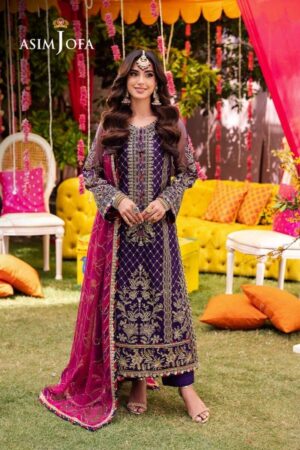 Asim Jofa Unstitched Embroidered Net “AJMJ-14”