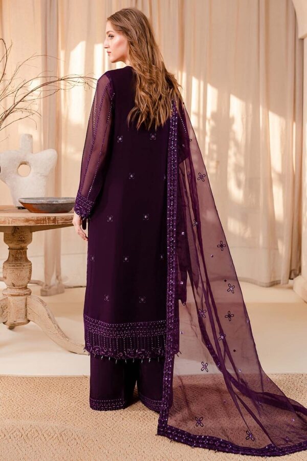 Farasha Unstitched Chiffon "Purple Dazzle" - Image 3