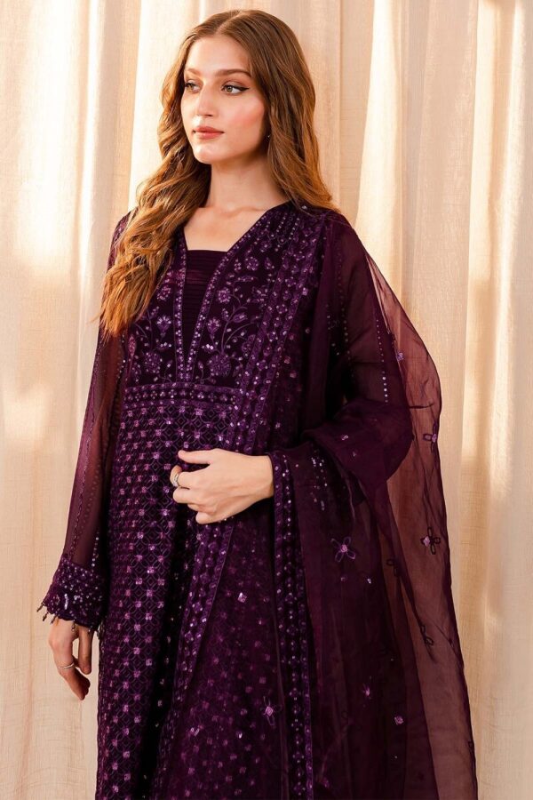 Farasha Unstitched Chiffon "Purple Dazzle" - Image 2