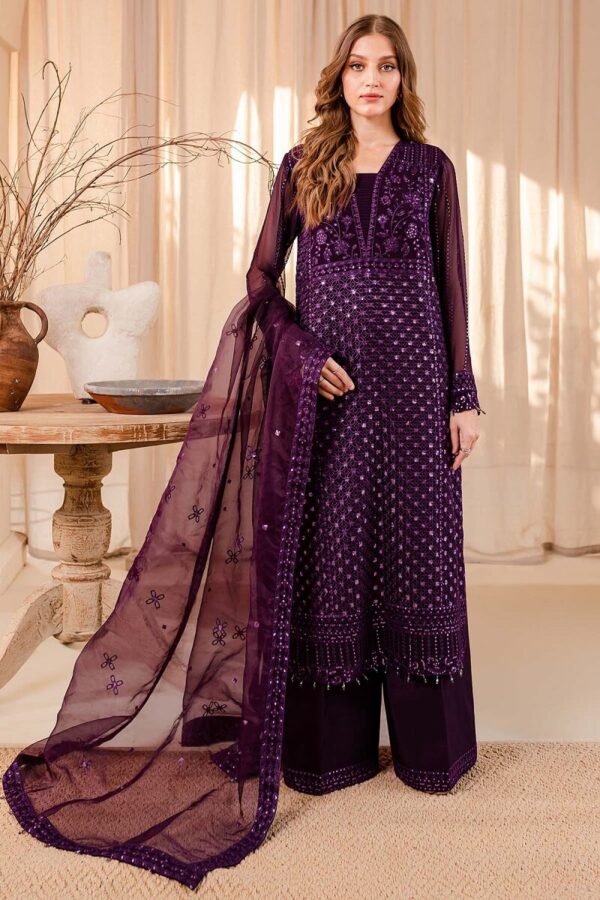 Farasha Unstitched Chiffon "Purple Dazzle"